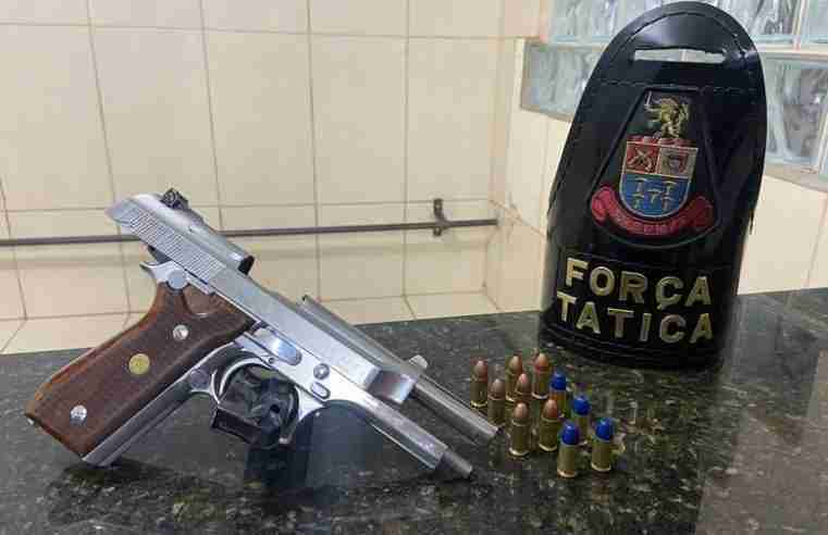 Força Tática apreende pistola com munições no Jardim Cruzado em Ibaté