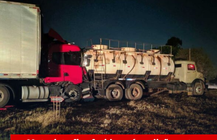 Motorista fica ferido após colisão entre caminhões na Washington Luís em Ibaté