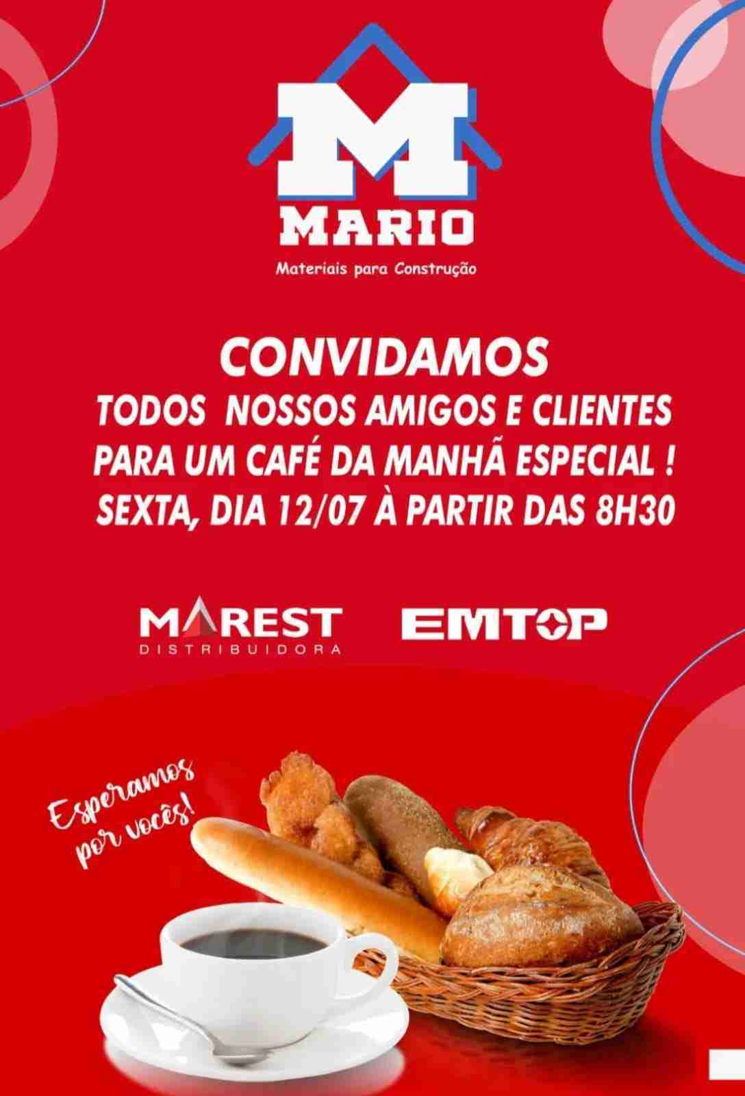Mário materiais para construção realiza café da manhã nesta sexta em parceria com a Distribuidora Marest