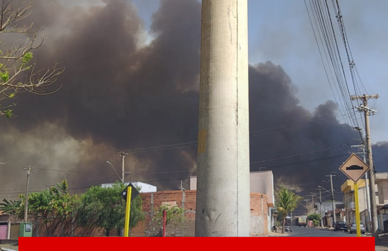 Incêndio de grandes proporções deixa grande parte de Ibaté com cortina de fumaça