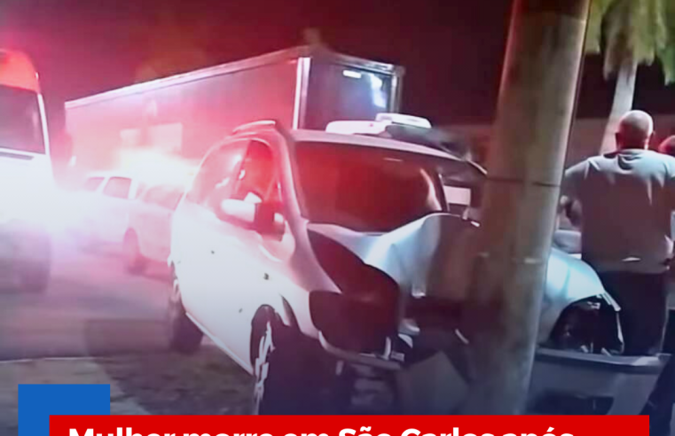 Mulher morre em São Carlos após colidir carro contra poste