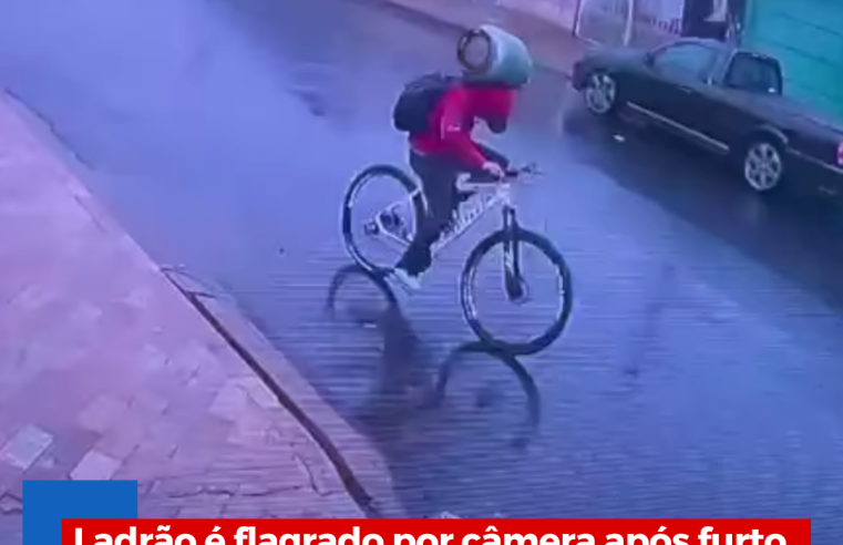 Ladrão é flagrado por câmera após furto de botijão de gás e bicicleta em Ibaté