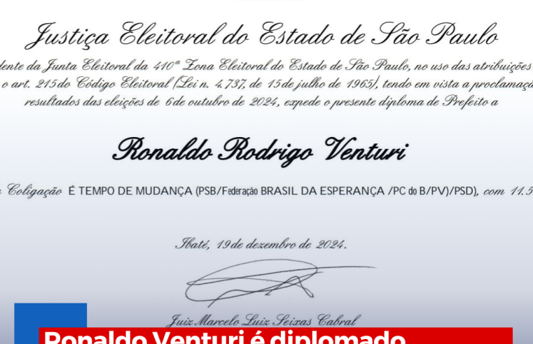 Ronaldo Venturi é diplomado prefeito de Ibaté