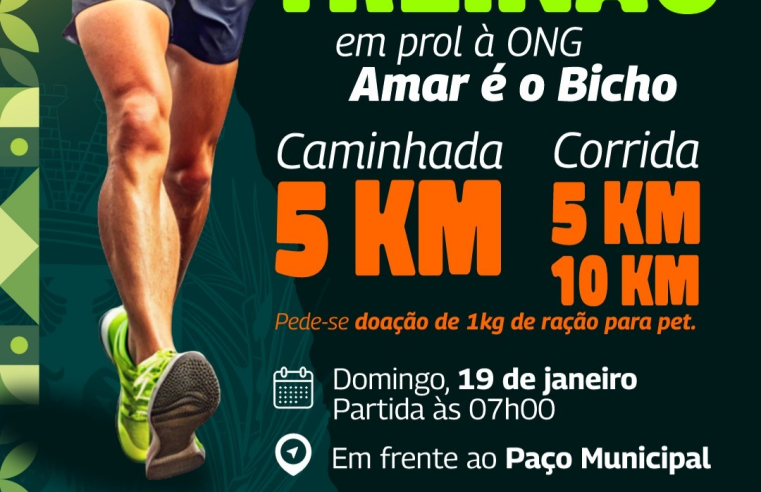 Treinão beneficente em prol da Ong Amar é o Bicho acontece neste domingo