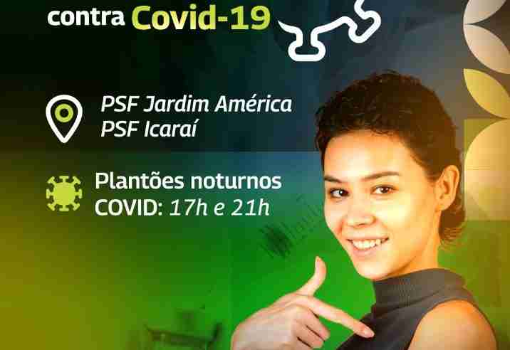 Vacinação noturna contra a Covid-19 acontece nesta quarta-feira no PSF do Jardim América e PSF do Icaraí