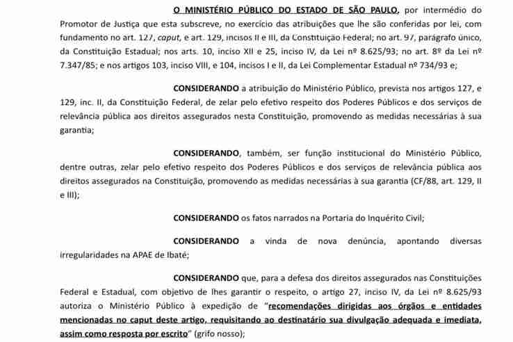 MINISTÉRIO PÚBLICO DETERMINA SUSPENSÃO DE REPASSES A APAE DE IBATÉ E PREFEITURA CUMPRE DETERMINAÇÃO
