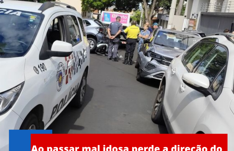 Ao passar mal idosa  perde a direção do volante causando um acidente