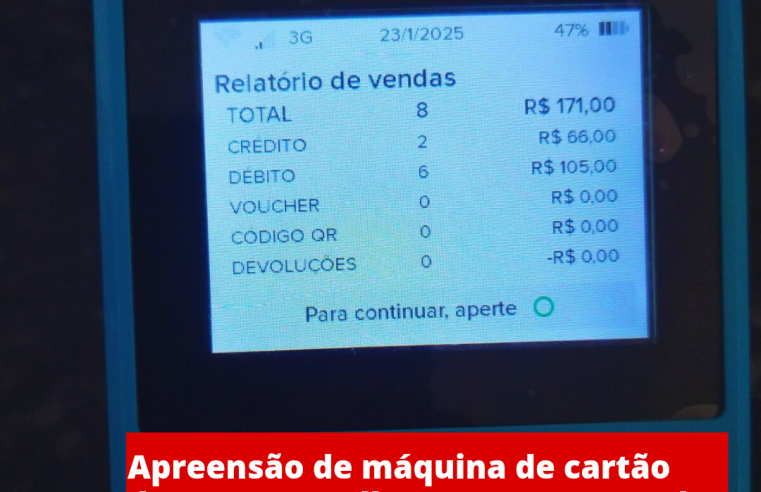 Apreensão de máquina de cartão durante patrulhamento no cruzado