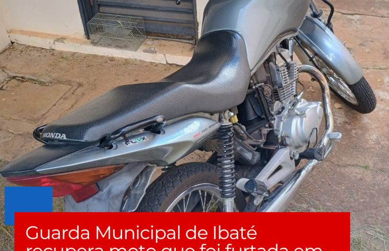 Guarda Municipal de Ibaté recupera moto que foi furtada em São Carlos