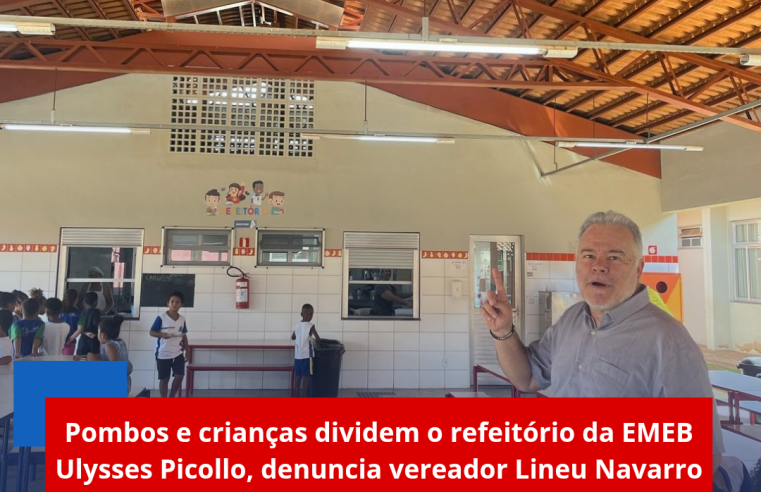 Pombos e crianças dividem o refeitório da EMEB Ulysses Picollo, denuncia vereador Lineu Navarro