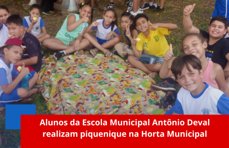 Alunos da Escola Municipal Antônio Deval realizam piquenique na Horta Municipal