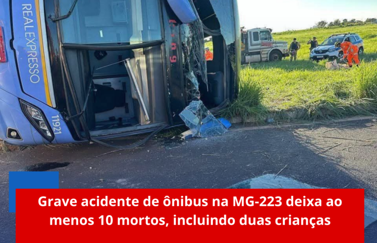 Grave acidente de ônibus na MG-223 deixa ao menos 10 mortos, incluindo duas crianças