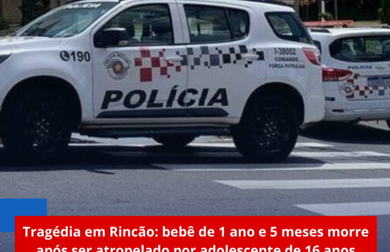 Tragédia em Rincão: bebê de 1 ano e 5 meses morre após ser atropelado por adolescente de 16 anos