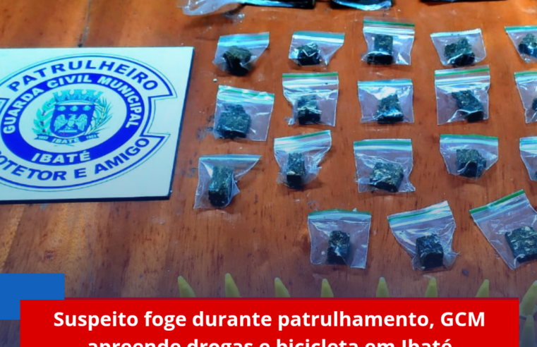 Suspeito foge durante patrulhamento, GCM apreende drogas e bicicleta em Ibaté