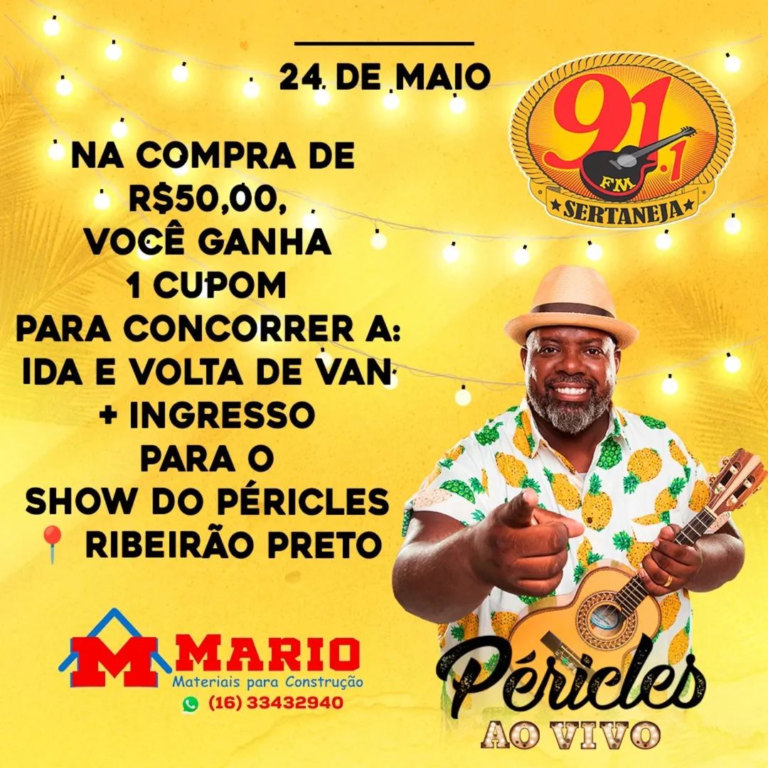 PROMOÇÃO ESPECIAL – SHOW DO PÉRICLES AO VIVO!