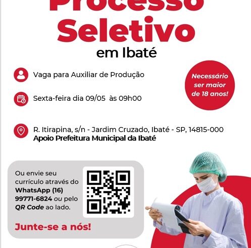 Vista Foods realiza processo seletivo em Ibaté nesta sexta-feira (09)