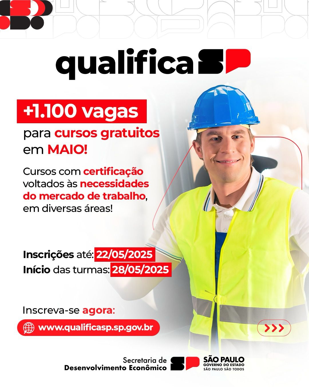 Inscrições abertas para cursos gratuitos do Qualifica SP terminam hoje