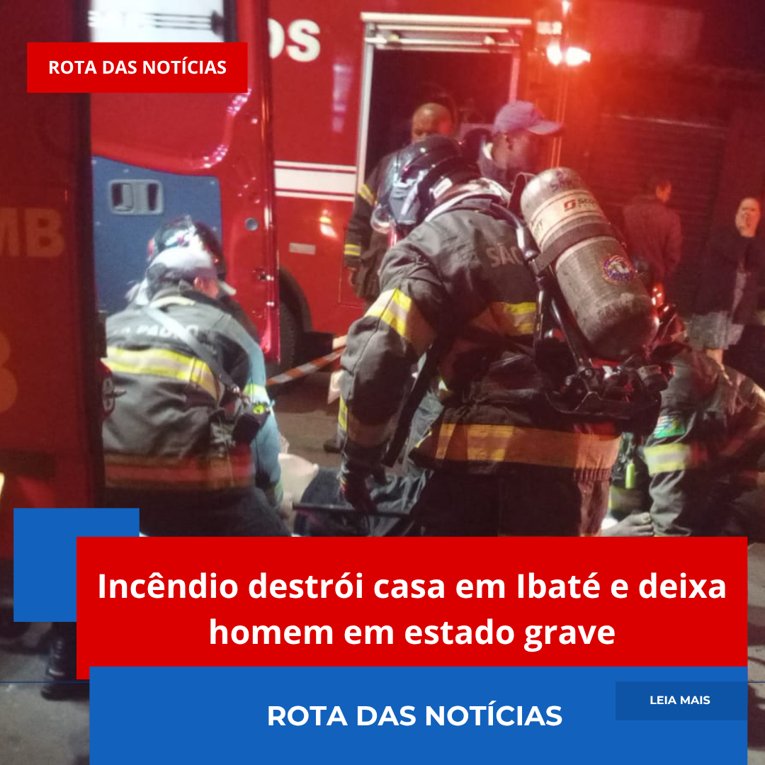 Incêndio destrói casa em Ibaté e deixa homem em estado grave