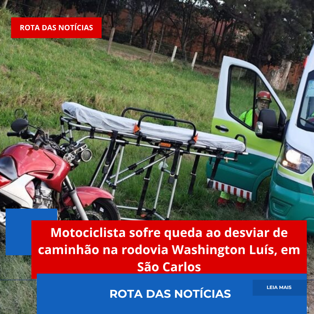 Motociclista sofre queda ao desviar de caminhão na rodovia Washington Luís, em São Carlos