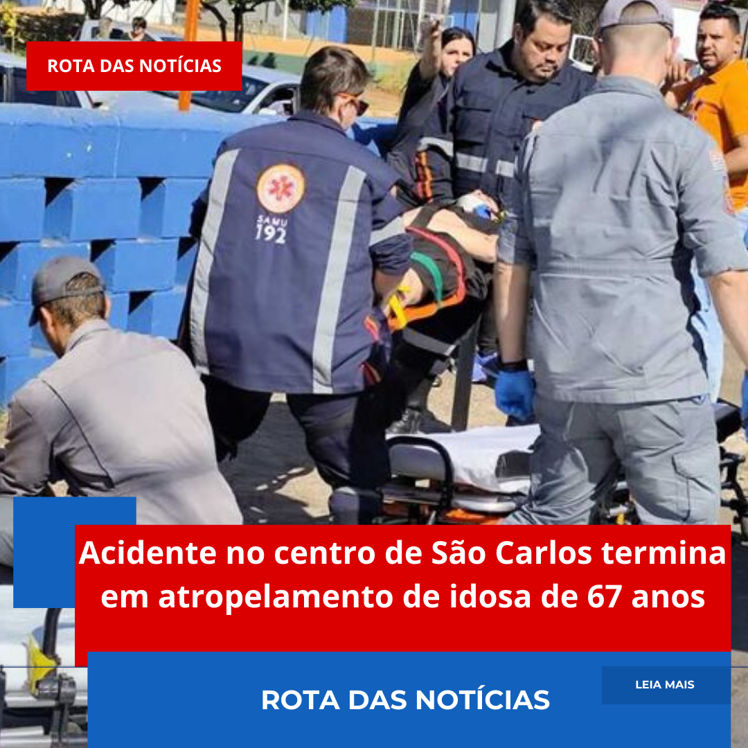 Acidente no centro de São Carlos termina em atropelamento de idosa de 67 anos