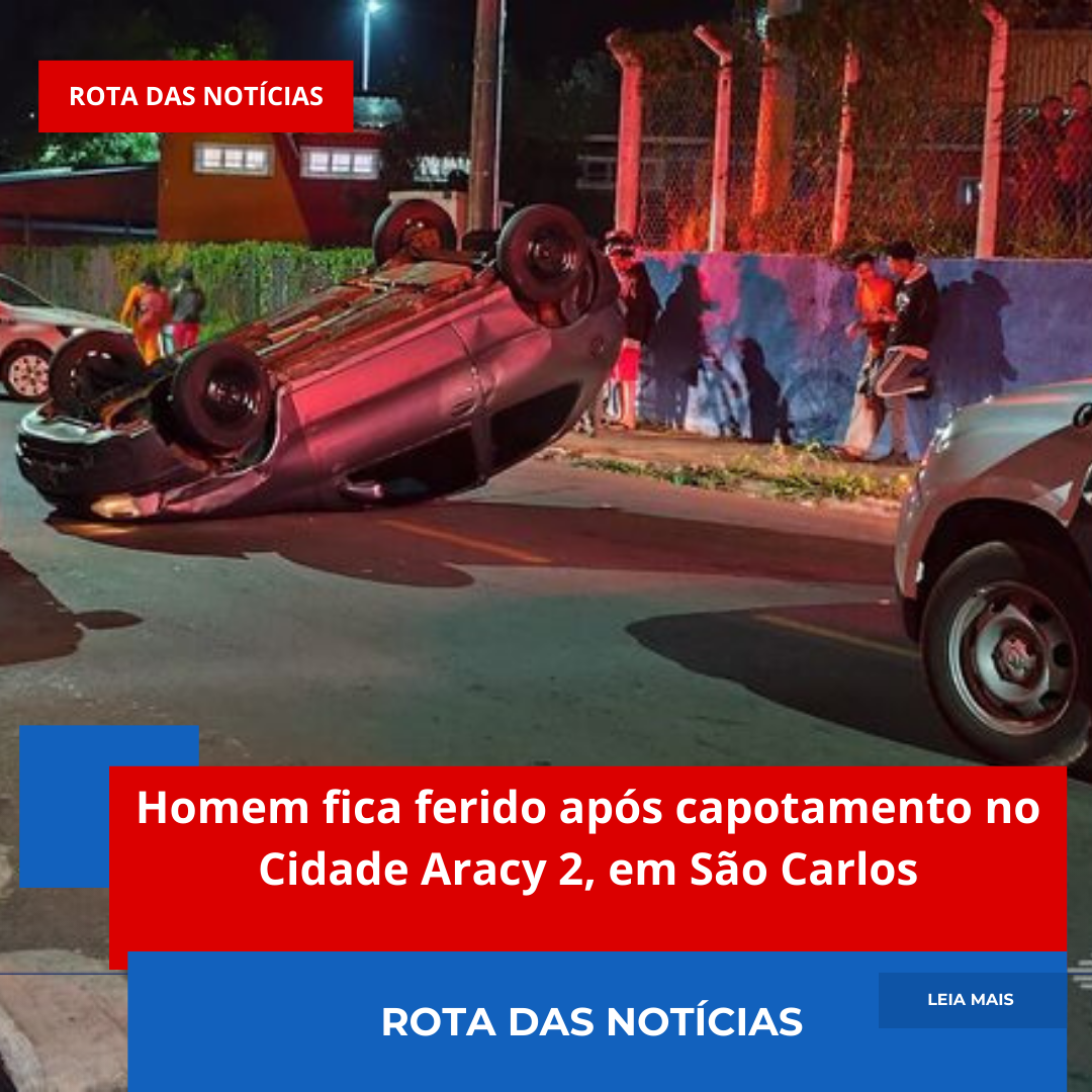 Homem fica ferido após capotamento no Cidade Aracy 2, em São Carlos