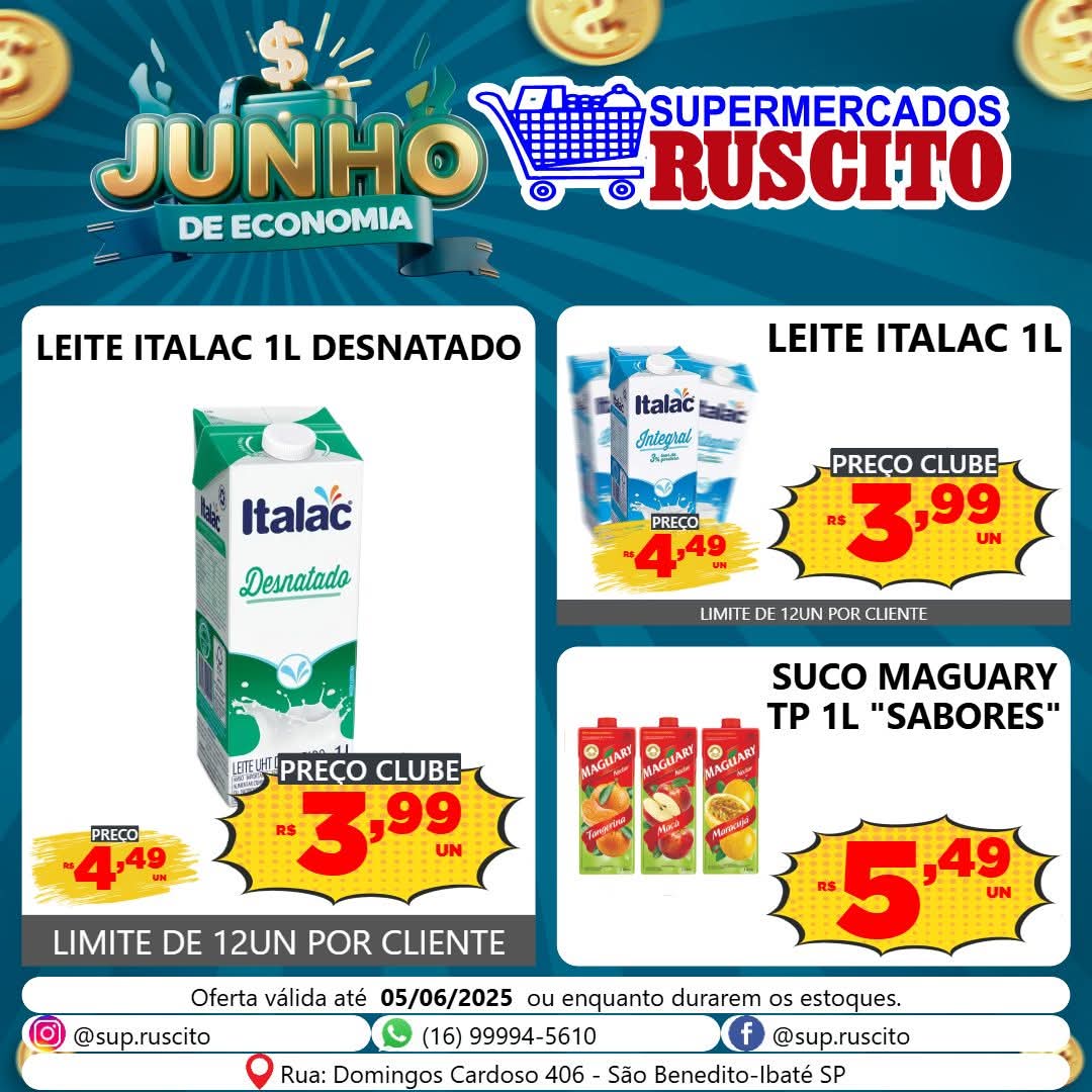 🛒 Ofertas imperdíveis no Supermercados Ruscito! 🛒