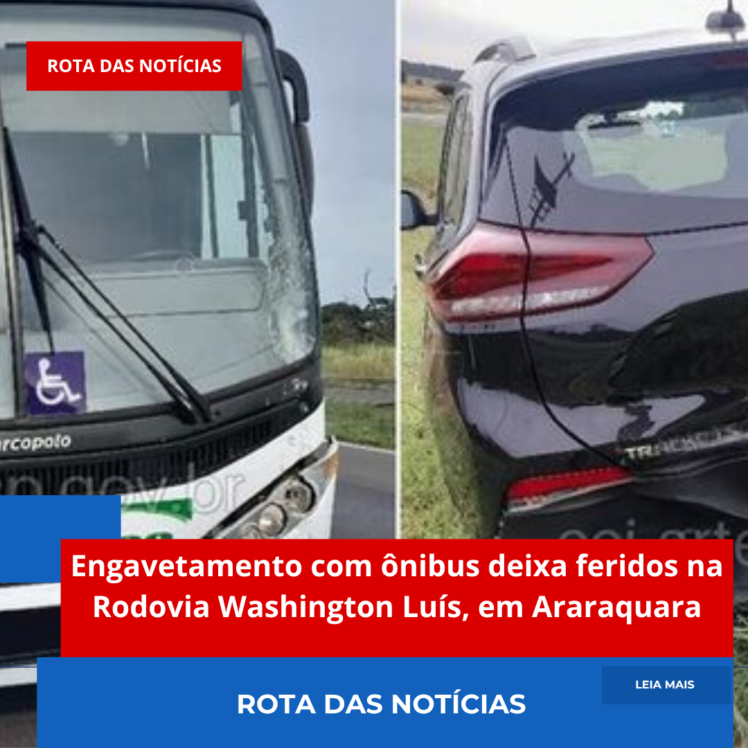 Engavetamento com ônibus deixa feridos na Rodovia Washington Luís, em Araraquara