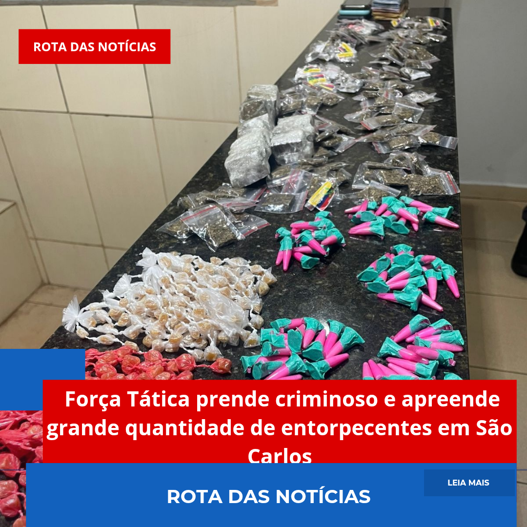 Força Tática prende criminoso e apreende grande quantidade de entorpecentes em São Carlos