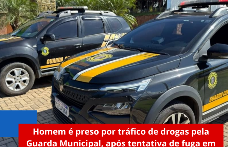 Homem é preso por tráfico de drogas pela Guarda Municipal, após tentativa de fuga em Ibaté