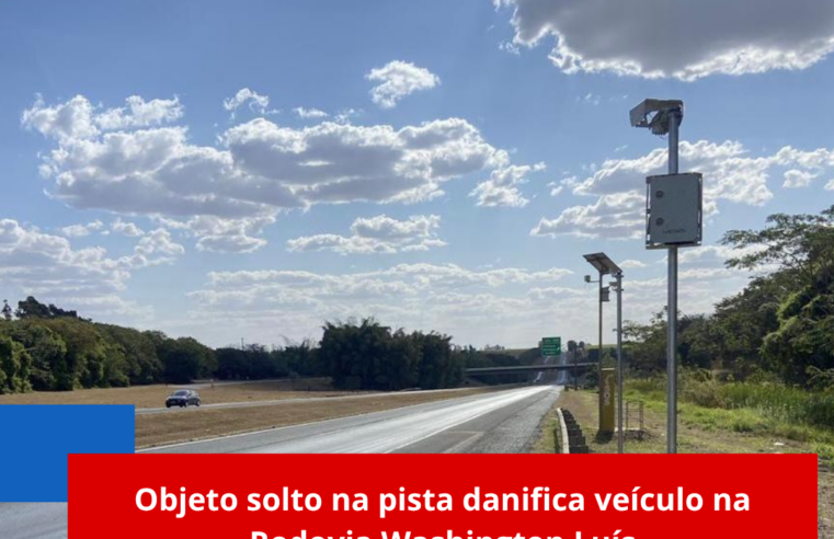 Objeto solto na pista danifica veículo na Rodovia Washington Luís