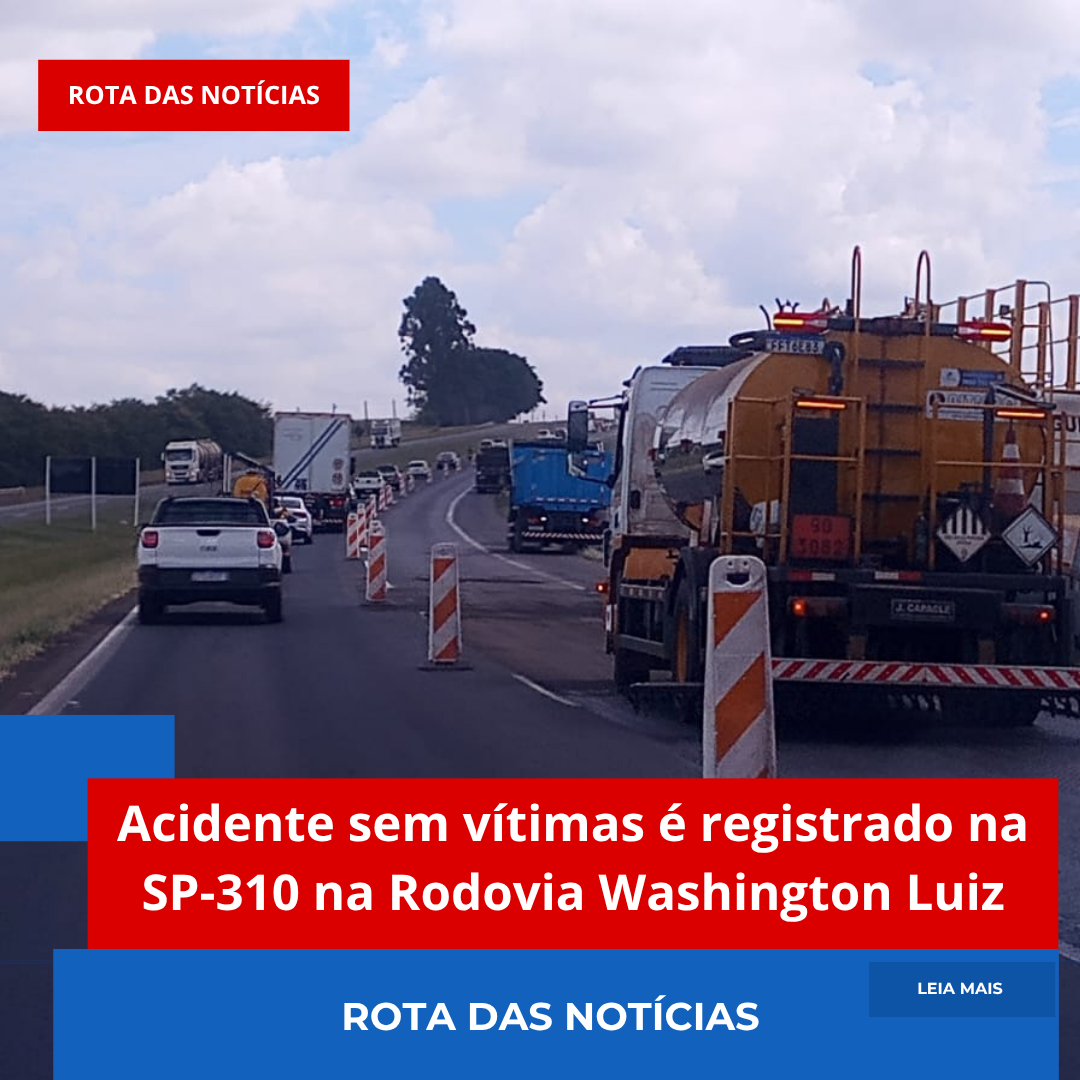Acidente sem vítimas é registrado na SP-310 na Rodovia Washington Luíz