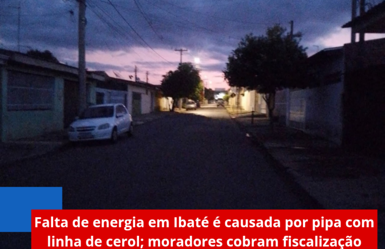 Falta de energia em Ibaté é causada por pipa com linha de cerol; moradores cobram fiscalização