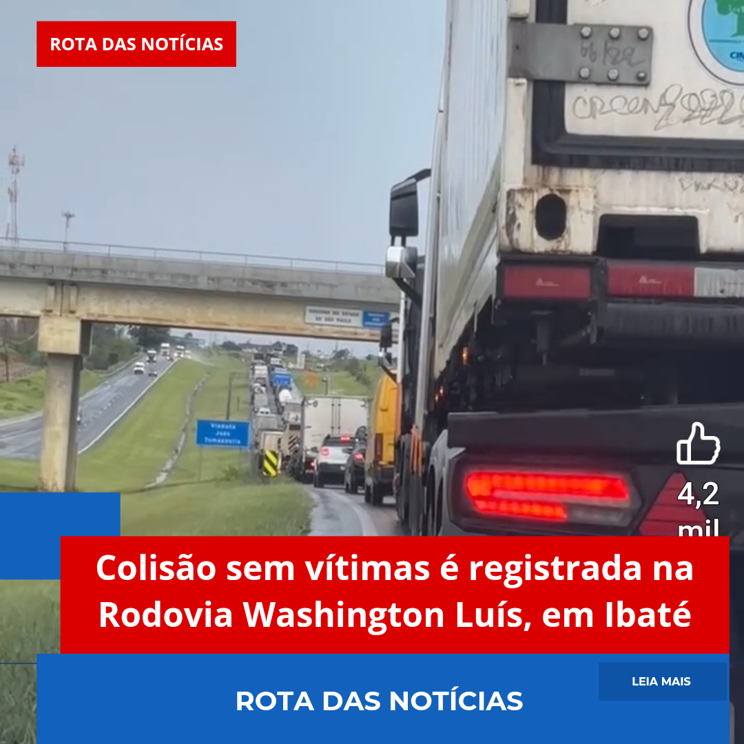 Colisão sem vítimas é registrada na Rodovia Washington Luís, em Ibaté