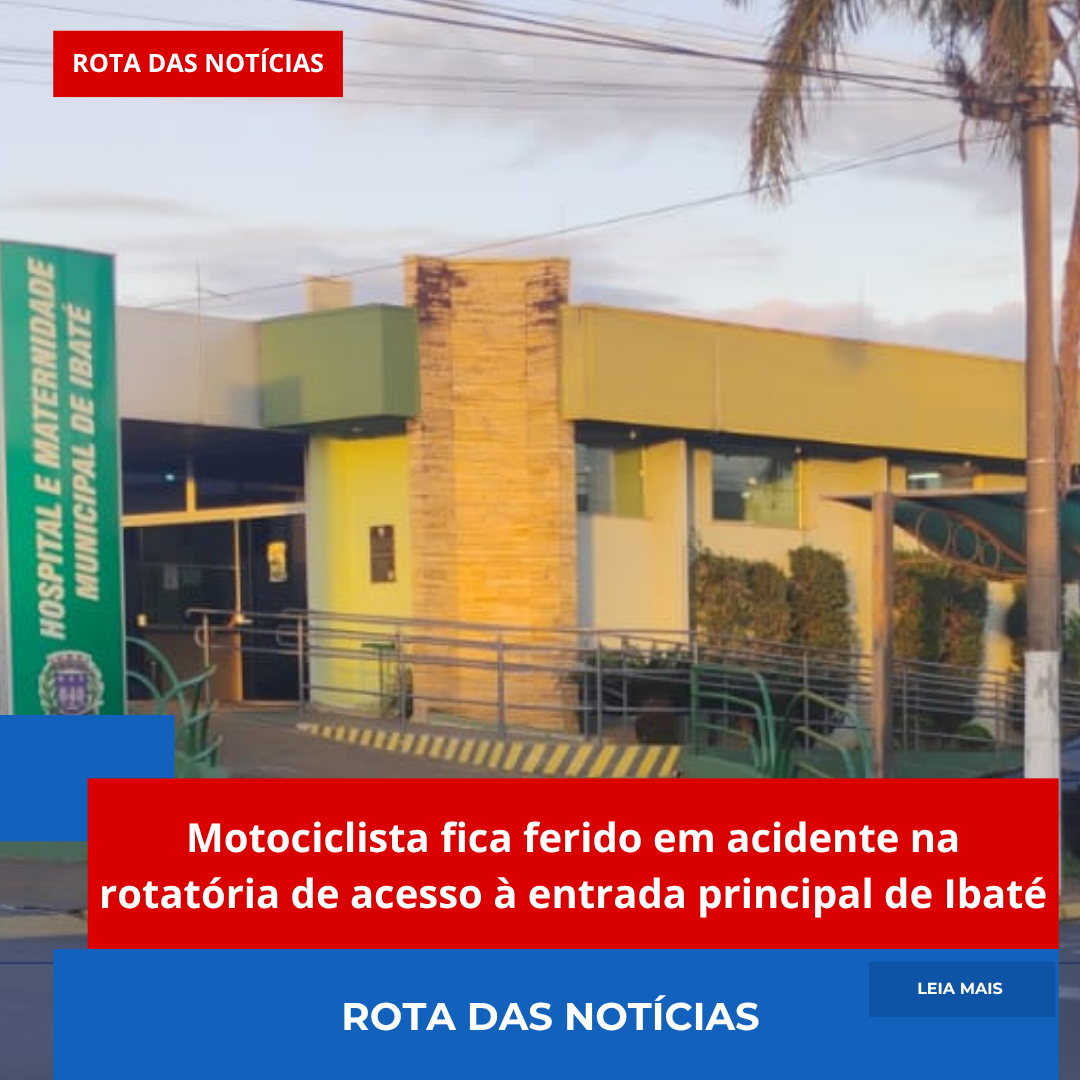 Motociclista fica ferido em acidente na rotatória de acesso à entrada principal de Ibaté