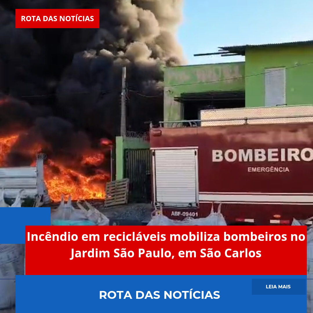 Incêndio em recicláveis mobiliza bombeiros no Jardim São Paulo, em São Carlos