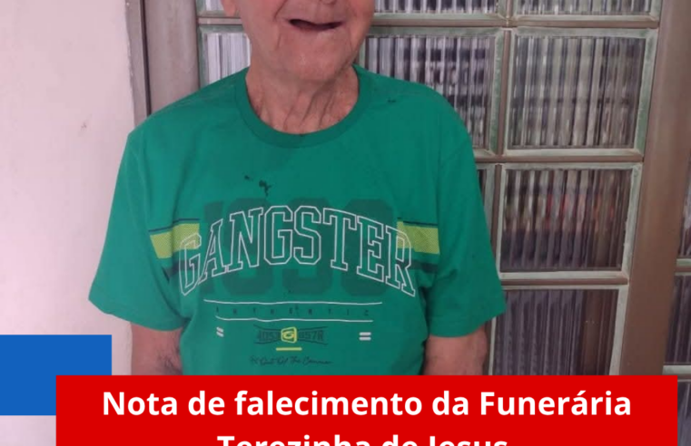 Nota de falecimento da Funerária Terezinha de Jesus