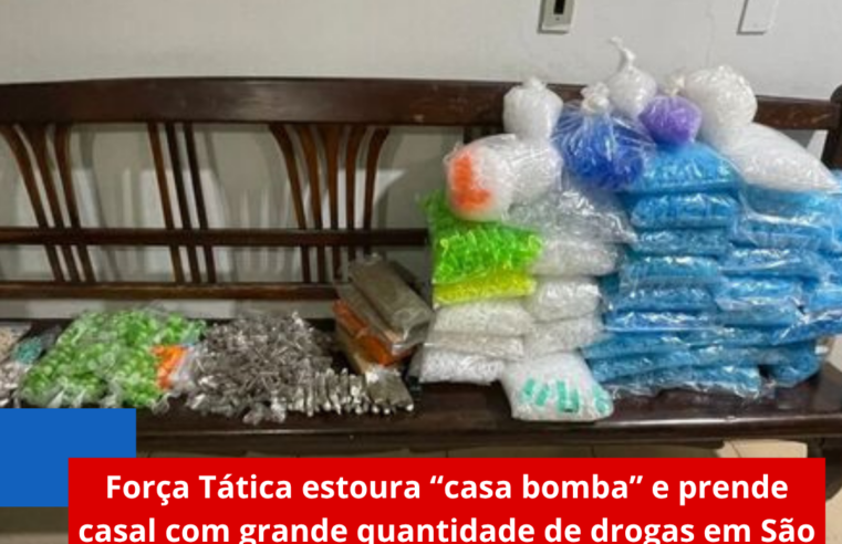 Força Tática estoura “casa bomba” e prende casal com grande quantidade de drogas em São Carlos