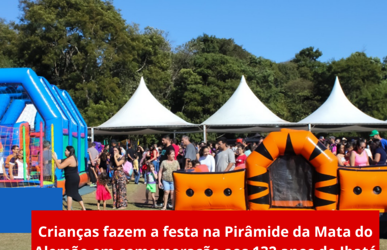 Crianças fazem a festa na Pirâmide da Mata do Alemão em comemoração aos 132 anos de Ibaté