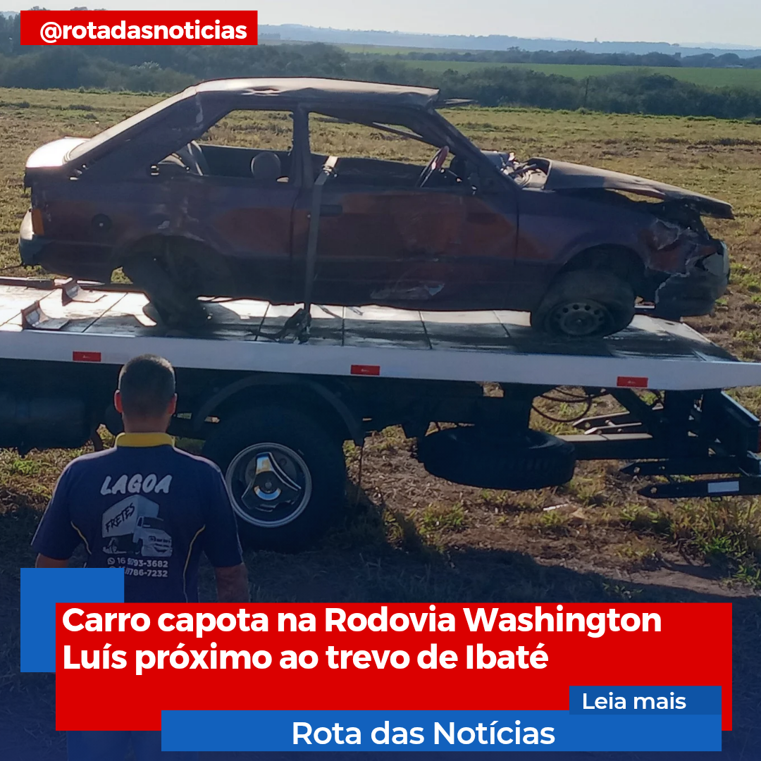 Carro capota na Rodovia Washington Luís próximo ao trevo de Ibaté