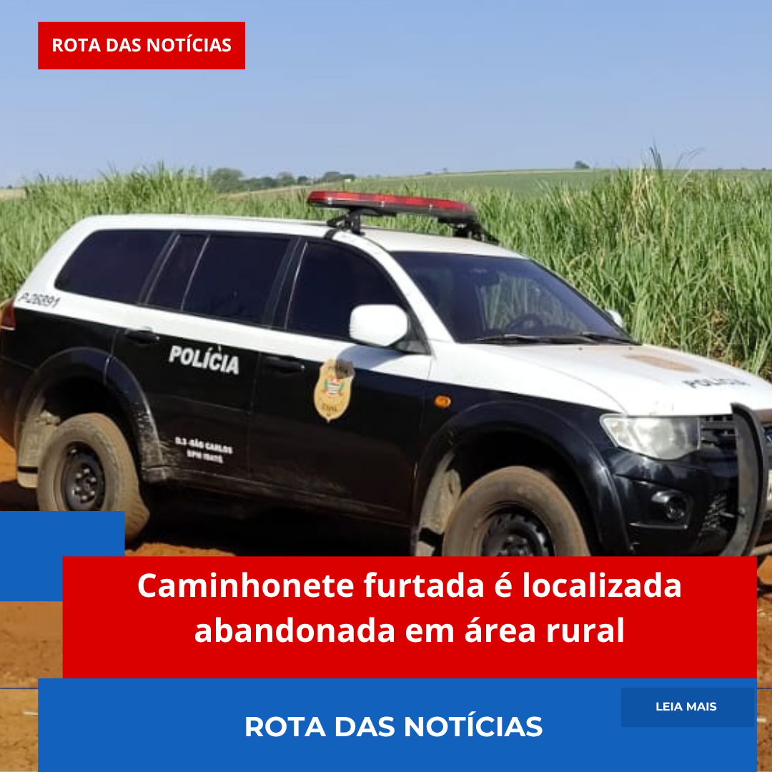 Caminhonete furtada é localizada abandonada em área rural