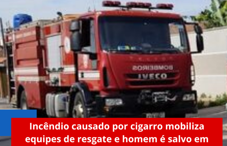 Incêndio causado por cigarro mobiliza equipes de resgate e homem é salvo em apartamento em São Carlos