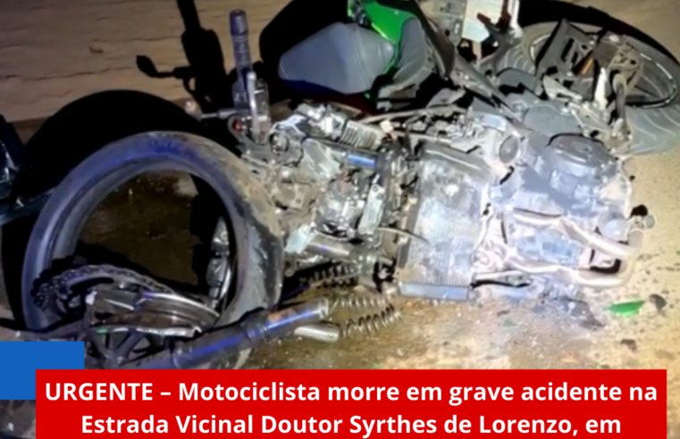 URGENTE – Motociclista morre em grave acidente na Estrada Vicinal Doutor Syrthes de Lorenzo, em Araraquara