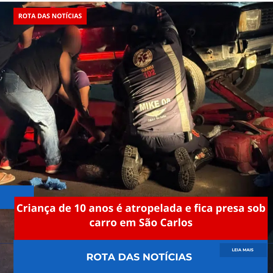 Criança de 10 anos é atropelada e fica presa sob carro em São Carlos