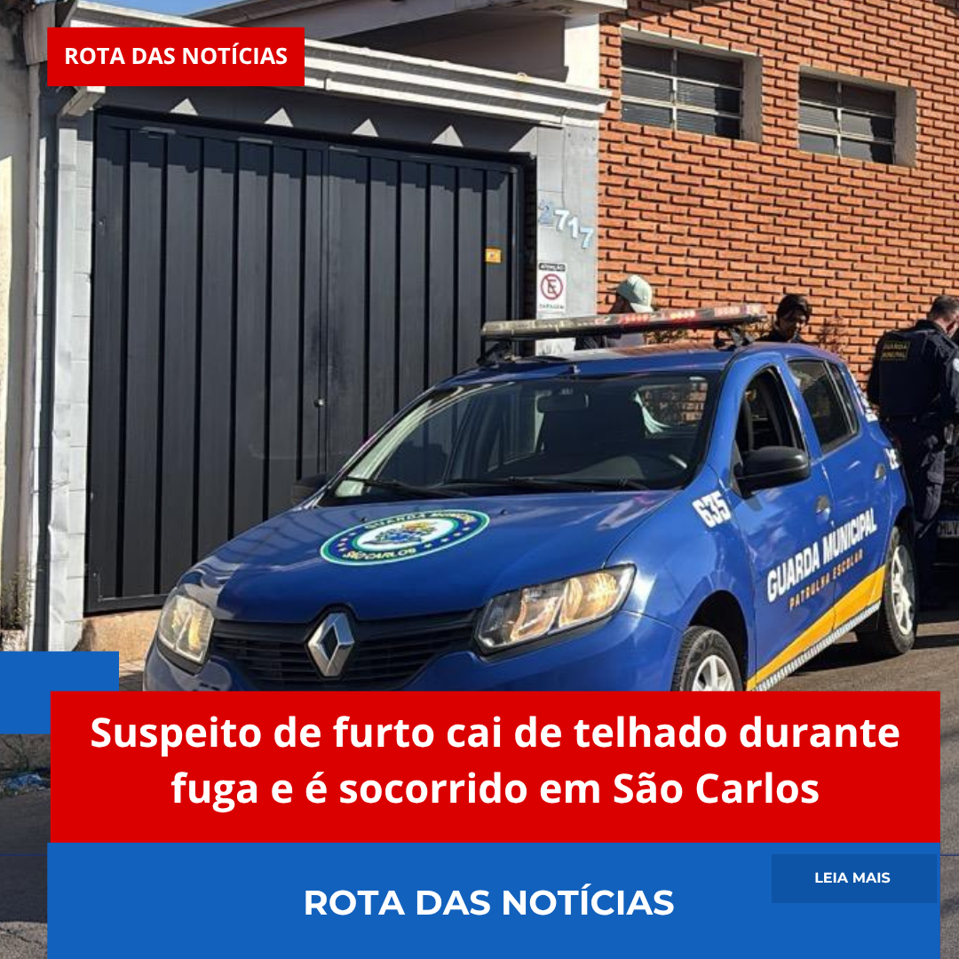 Suspeito de furto cai de telhado durante fuga e é socorrido em São Carlos