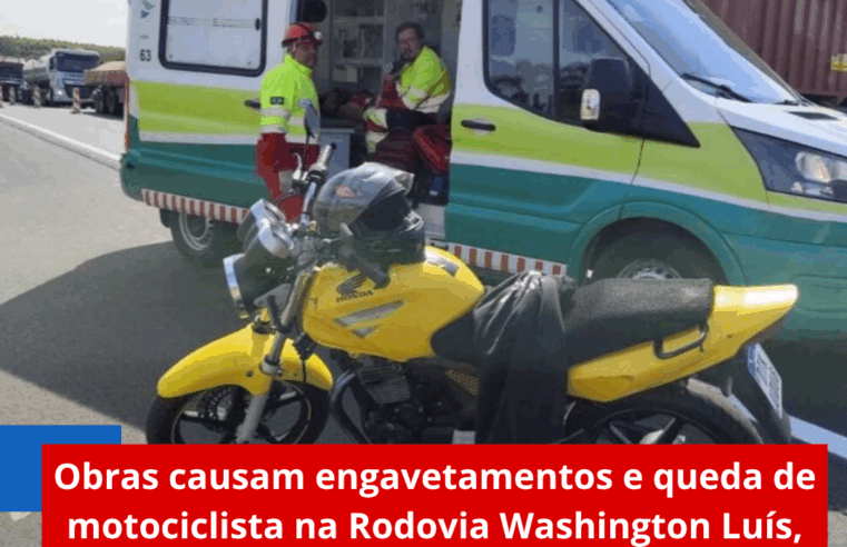 Engavetamentos e queda de motociclista são registrados na Rodovia Washington Luís em Ibaté durante obras