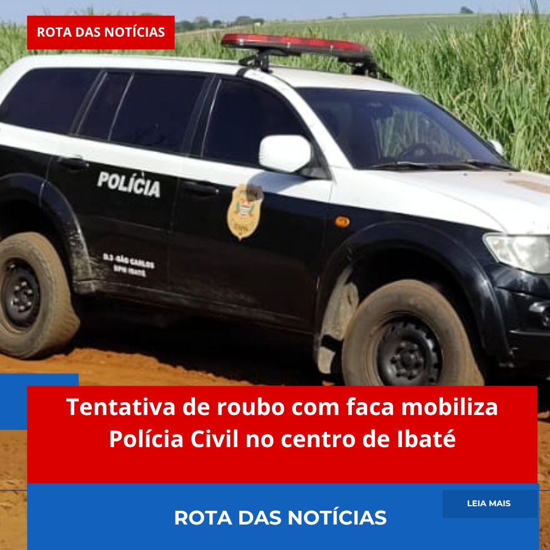 Tentativa de roubo com faca mobiliza Polícia Civil no centro de Ibaté