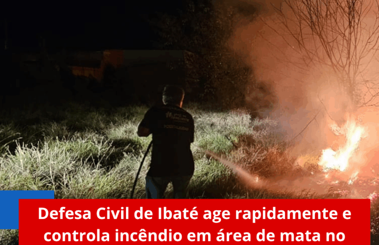 Defesa Civil de Ibaté age rapidamente e controla incêndio em área de mata no Jardim Cruzado