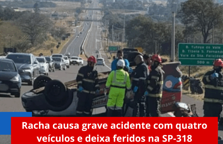 🚨 Racha causa grave acidente com quatro veículos e deixa feridos na SP-318