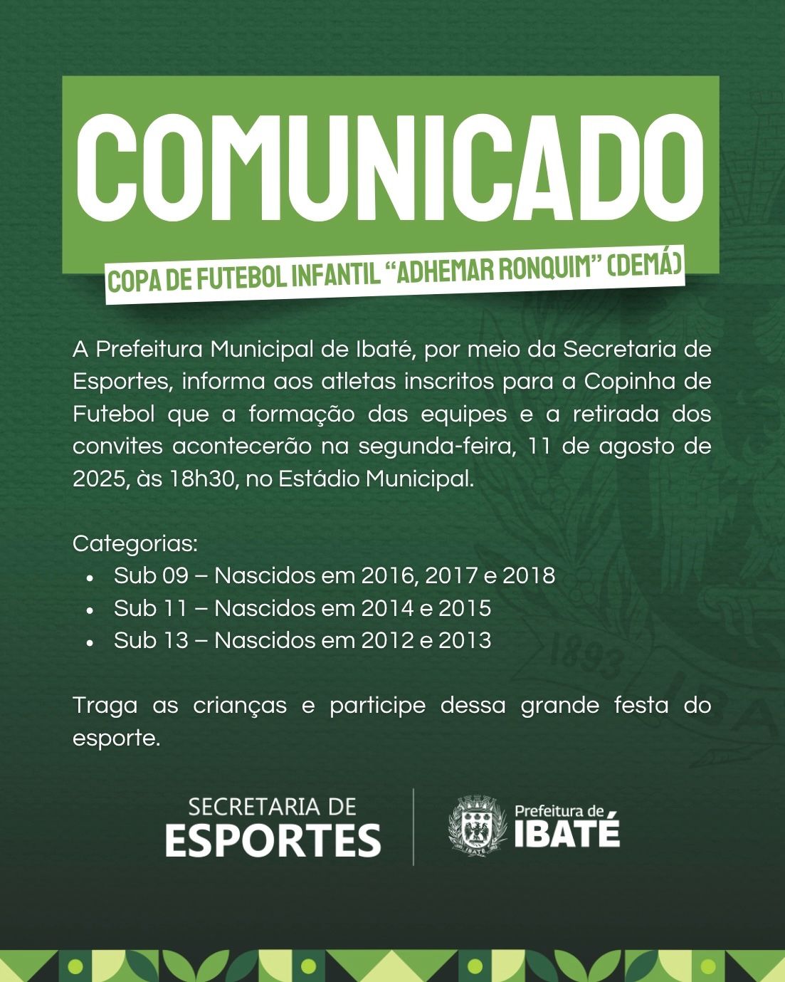 Ibaté realiza formação de equipes para a Copa de Futebol Infantil “Adhemar Ronquim”