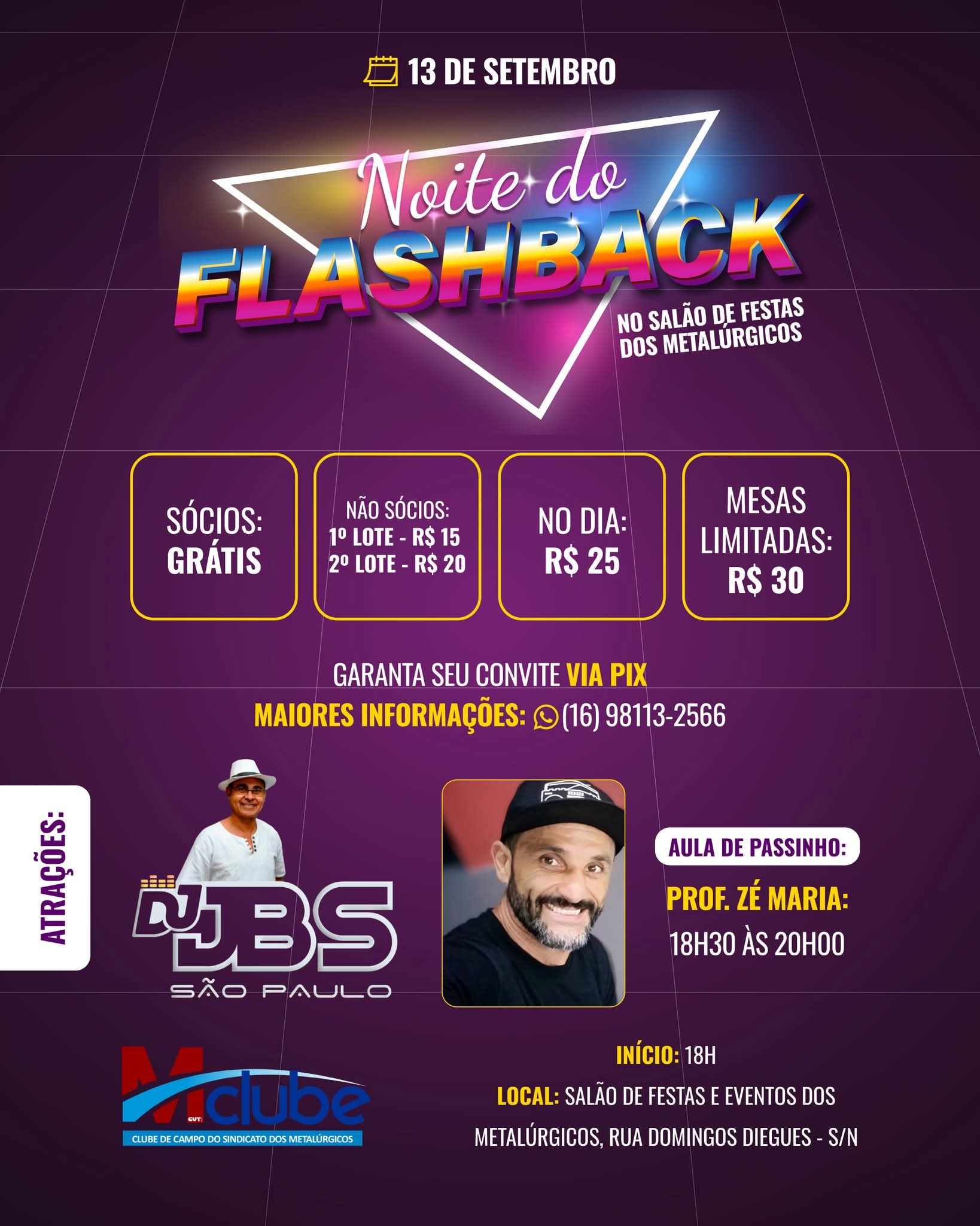 📀✨ Noite do Flashback no Salão de Festas dos Metalúrgicos ✨📀